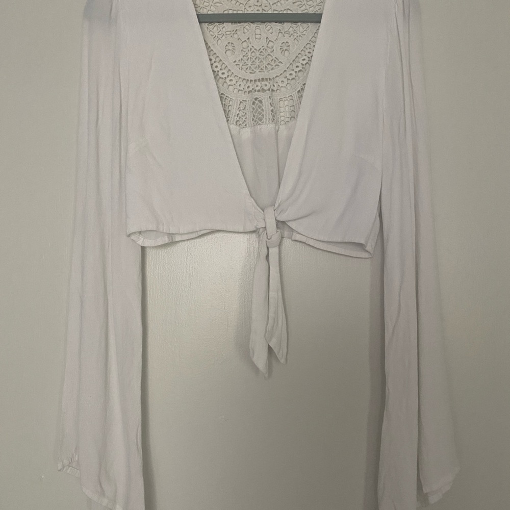 Vintage White Tie-Front Crop Top